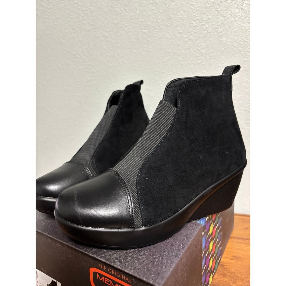 Bernie Mev Giggles Black Ankle Boots Wedge Heel Size 37 US 6-6.5